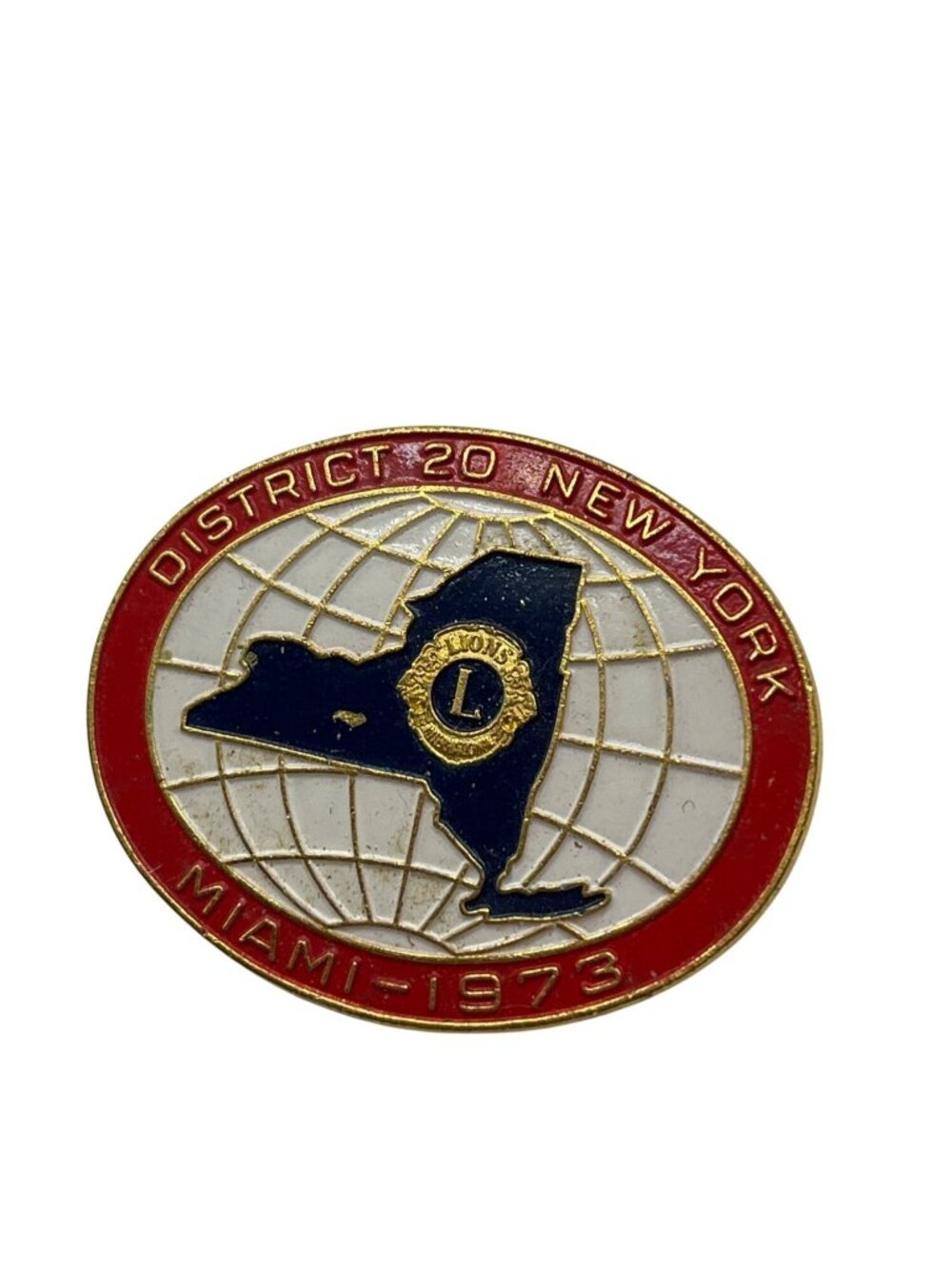 Vintage 1973 District 20 New York Lions Club Pin Badge Miami A103